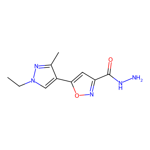 5-(1-Ethyl-3-methyl-1H-pyrazol-4-yl)isoxazole-3-carbohydrazide structure