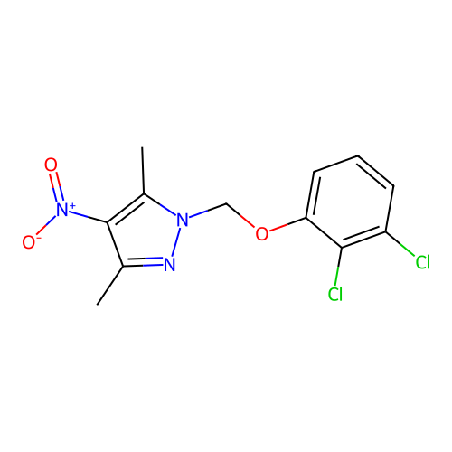 1-((2,3-Dichlorophenoxy)methyl)-3,5-dimethyl-4-nitro-1H-pyrazole structure