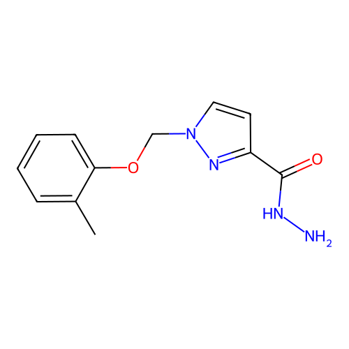1-[(2-methylphenoxy)methyl]-1H-pyrazole-3-carbohydrazide structure