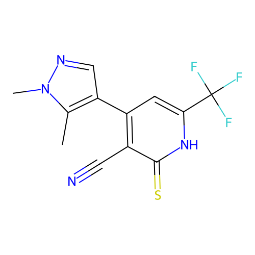 4-(1,5-Dimethyl-1H-pyrazol-4-yl)-2-mercapto-6-(trifluoromethyl)nicotinonitrile structure