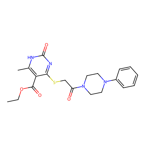 ethyl 6-methyl-2-oxo-4-[2-oxo-2-(4-phenylpiperazin-1-yl)ethyl]sulfanyl-1H-pyrimidine-5-carboxylate structure