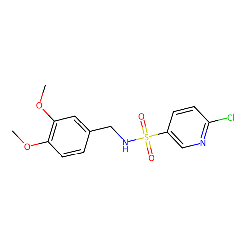 6-chloro-N-[(3,4-dimethoxyphenyl)methyl]pyridine-3-sulfonamide structure