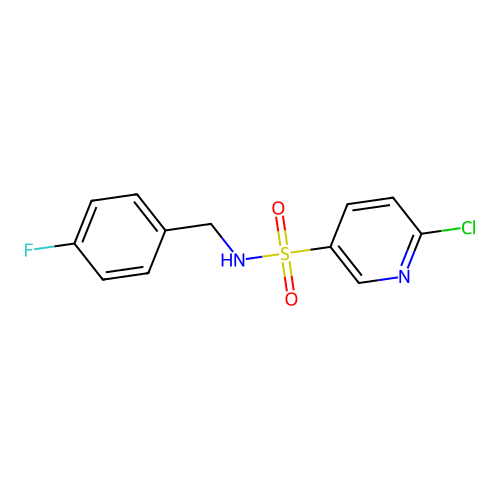 6-chloro-N-[(4-fluorophenyl)methyl]pyridine-3-sulfonamide structure