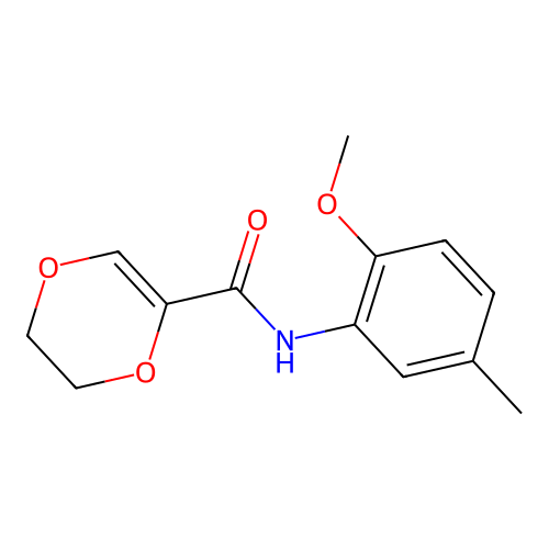 N-(2-methoxy-5-methylphenyl)-2,3-dihydro-1,4-dioxine-5-carboxamide structure
