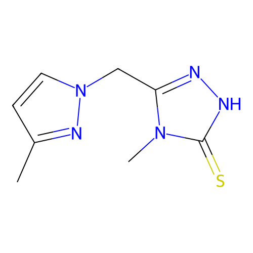 4-methyl-5-[(3-methyl-1H-pyrazol-1-yl)methyl]-4H-1,2,4-triazole-3-thiol structure