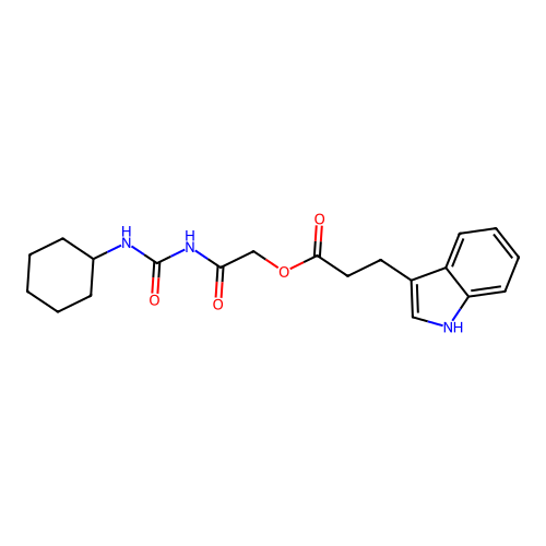 2-[[(Cyclohexylamino)carbonyl]amino]-2-oxoethyl 1H-indole-3-propanoate structure
