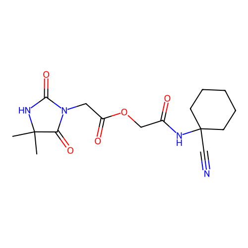 [(1-cyanocyclohexyl)carbamoyl]methyl 2-(4,4-dimethyl-2,5-dioxoimidazolidin-1-yl)acetate structure