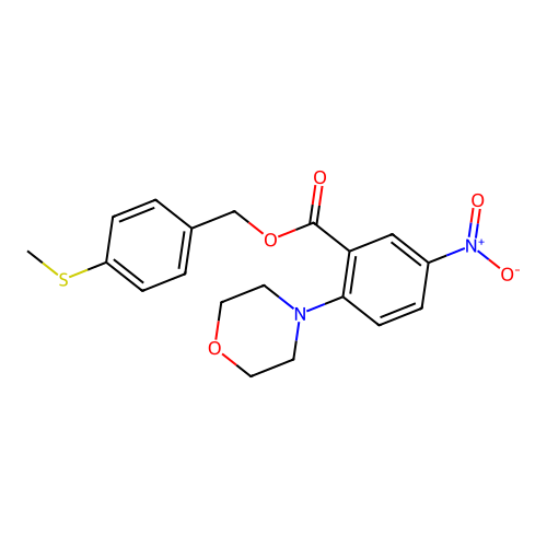 2-Morpholin-4-yl-5-nitro-benzoic acid 4-methylsulfanyl-benzyl ester structure