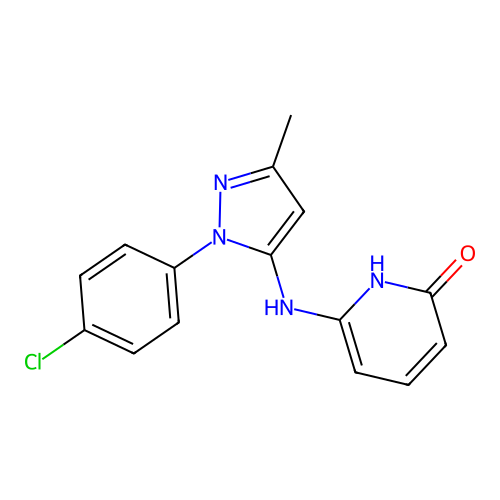 6-((1-(4-chlorophenyl)-3-methyl-1H-pyrazol-5-yl)amino)pyridin-2(1H)-one structure