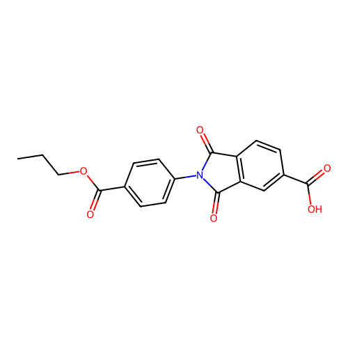 1,3-Dioxo-2-[4-(propoxycarbonyl)phenyl]isoindoline-5-carboxylic acid structure