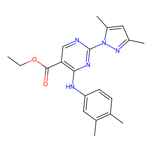 ethyl 4-(3,4-dimethylanilino)-2-(3,5-dimethylpyrazol-1-yl)pyrimidine-5-carboxylate structure