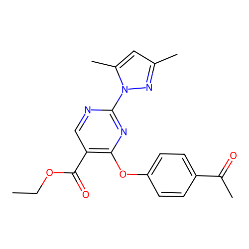 ethyl 4-(4-acetylphenoxy)-2-(3,5-dimethyl-1H-pyrazol-1-yl)pyrimidine-5-carboxylate structure