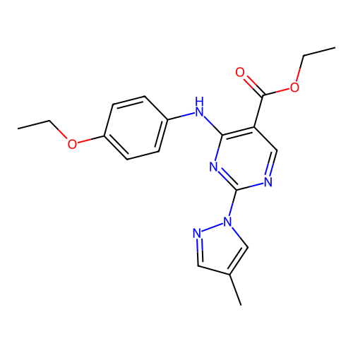 ethyl 4-(4-ethoxyanilino)-2-(4-methylpyrazol-1-yl)pyrimidine-5-carboxylate structure