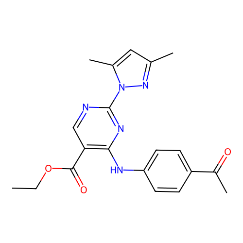 ethyl 4-((4-acetylphenyl)amino)-2-(3,5-dimethyl-1H-pyrazol-1-yl)pyrimidine-5-carboxylate structure