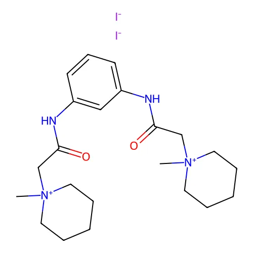 2-(1-甲基哌啶-1-鎓-1-基)-N-[3-[[2-(1-甲基哌啶-1-鎓-1-基)乙酰基]氨基]苯基]乙酰胺二碘化物 structure
