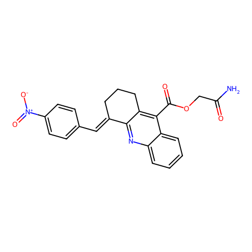 2-Amino-2-oxoethyl (4E)-1,2,3,4-tetrahydro-4-[(4-nitrophenyl)methylene]-9-acridinecarboxylate structure