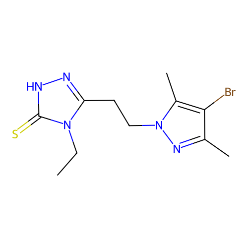 5-(2-(4-Bromo-3,5-dimethyl-1H-pyrazol-1-yl)ethyl)-4-ethyl-4H-1,2,4-triazole-3-thiol structure