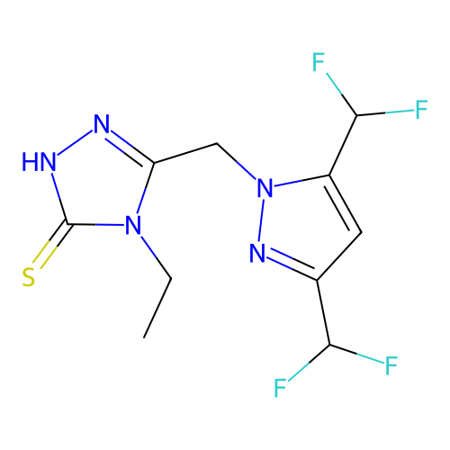 5-((3,5-Bis(difluoromethyl)-1H-pyrazol-1-yl)methyl)-4-ethyl-4H-1,2,4-triazole-3-thiol structure