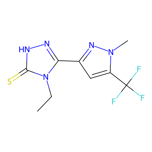 4-Ethyl-5-(1-methyl-5-(trifluoromethyl)-1H-pyrazol-3-yl)-4H-1,2,4-triazole-3-thiol structure