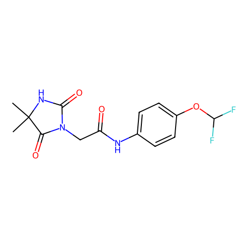 N-[4-(difluoromethoxy)phenyl]-2-(4,4-dimethyl-2,5-dioxoimidazolidin-1-yl)acetamide structure