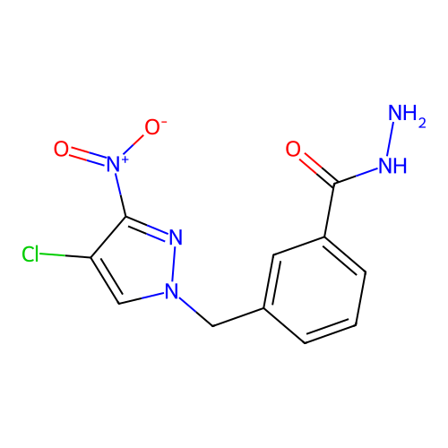 3-((4-Chloro-3-nitro-1H-pyrazol-1-yl)methyl)benzohydrazide structure