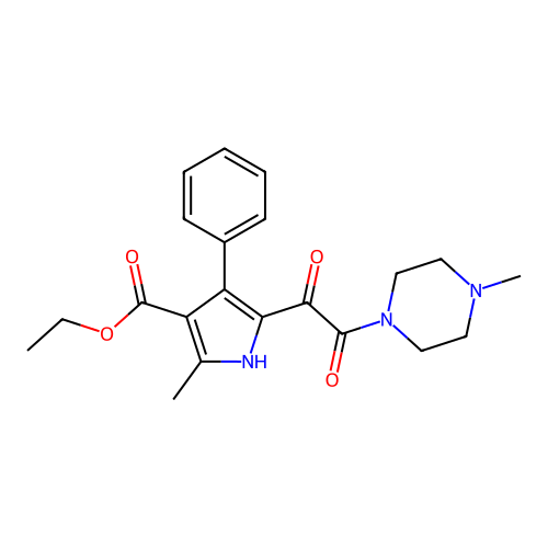ethyl 2-methyl-5-[2-(4-methylpiperazin-1-yl)-2-oxoacetyl]-4-phenyl-1H-pyrrole-3-carboxylate structure