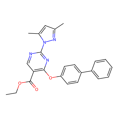 ethyl 2-(3,5-dimethylpyrazol-1-yl)-4-(4-phenylphenoxy)pyrimidine-5-carboxylate structure