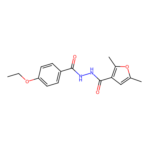 N'-(4-ethoxybenzoyl)-2,5-dimethylfuran-3-carbohydrazide structure