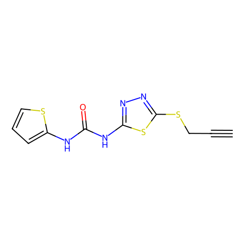 1-(5-(Prop-2-yn-1-ylthio)-1,3,4-thiadiazol-2-yl)-3-(thiophen-2-yl)urea structure