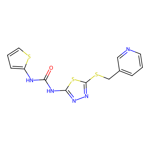 1-(5-((Pyridin-3-ylmethyl)thio)-1,3,4-thiadiazol-2-yl)-3-(thiophen-2-yl)urea structure