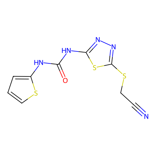 1-(5-((Cyanomethyl)thio)-1,3,4-thiadiazol-2-yl)-3-(thiophen-2-yl)urea structure