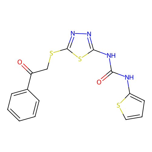 1-(5-((2-Oxo-2-phenylethyl)thio)-1,3,4-thiadiazol-2-yl)-3-(thiophen-2-yl)urea structure