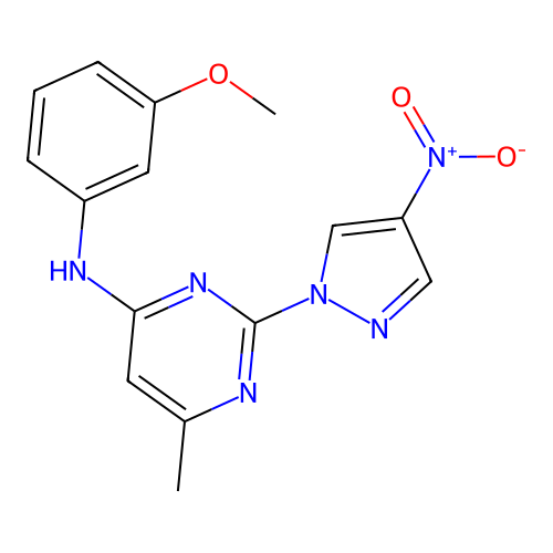 N-(3-methoxyphenyl)-6-methyl-2-(4-nitro-1H-pyrazol-1-yl)pyrimidin-4-amine structure