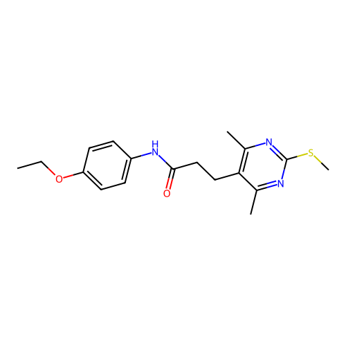 3-(4,6-dimethyl-2-methylsulfanylpyrimidin-5-yl)-N-(4-ethoxyphenyl)propanamide structure