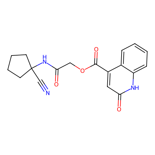 [(1-Cyanocyclopentyl)carbamoyl]methyl 2-oxo-1,2-dihydroquinoline-4-carboxylate structure