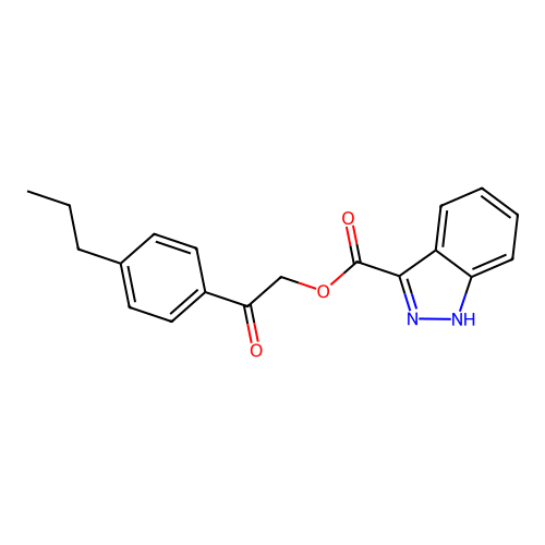 [2-oxo-2-(4-propylphenyl)ethyl] 1H-indazole-3-carboxylate structure