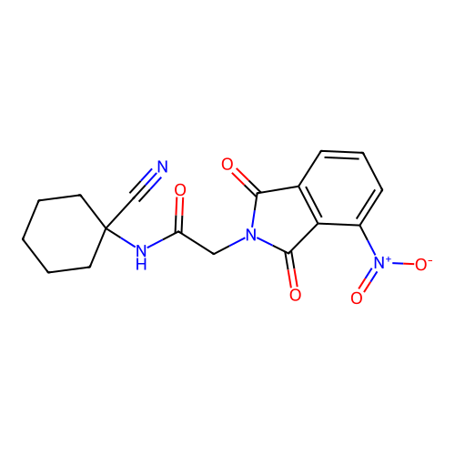 N-(1-cyanocyclohexyl)-2-(4-nitro-1,3-dioxoisoindol-2-yl)acetamide structure