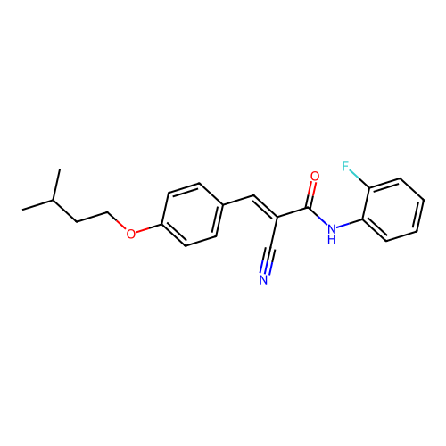 (E)-2-cyano-N-(2-fluorophenyl)-3-[4-(3-methylbutoxy)phenyl]prop-2-enamide structure