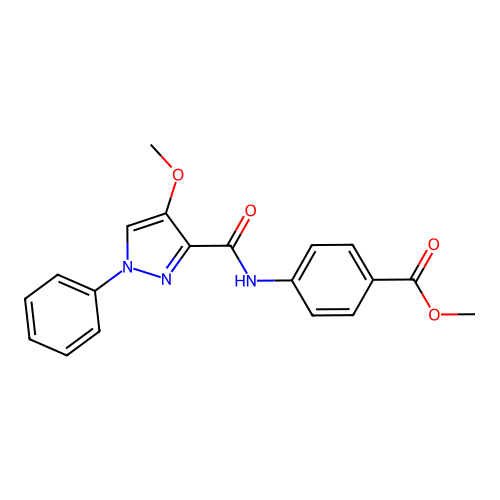 Methyl 4-[(4-methoxy-1-phenyl-1H-pyrazole-3-carbonyl)amino]benzoate structure