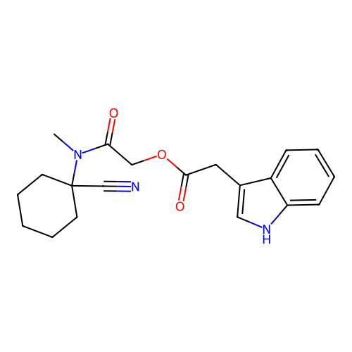 [(1-cyanocyclohexyl)(methyl)carbamoyl]methyl 2-(1H-indol-3-yl)acetate structure