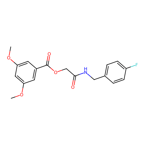 2-[(4-Fluorobenzyl)amino]-2-oxoethyl 3,5-dimethoxybenzoate structure