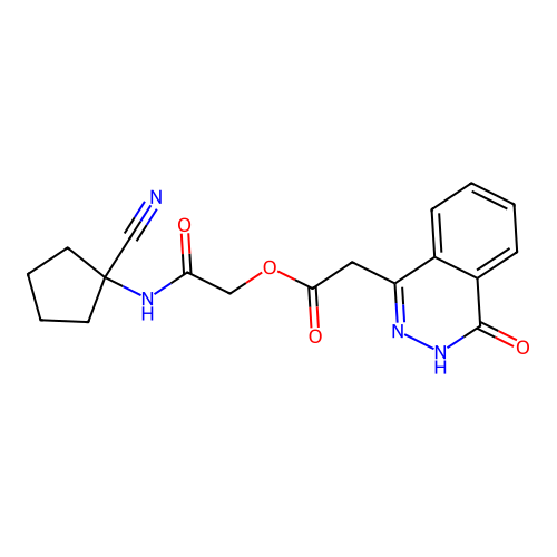 [(1-cyanocyclopentyl)carbamoyl]methyl 2-(4-oxo-3,4-dihydrophthalazin-1-yl)acetate structure