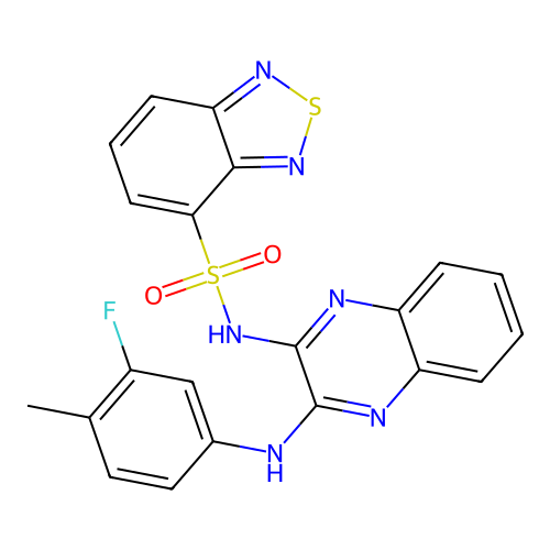 N-(3-((3-fluoro-4-methylphenyl)amino)quinoxalin-2-yl)benzo[c][1,2,5]thiadiazole-4-sulfonamide structure