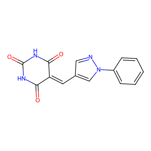 5-[(1-phenylpyrazol-4-yl)methylidene]-1,3-diazinane-2,4,6-trione structure