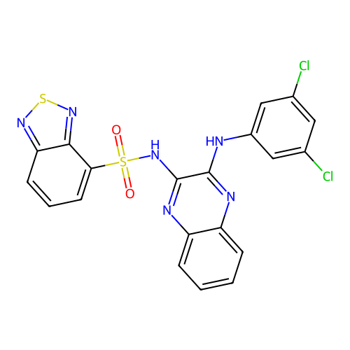 N-(3-((3,5-dichlorophenyl)amino)quinoxalin-2-yl)benzo[c][1,2,5]thiadiazole-4-sulfonamide structure
