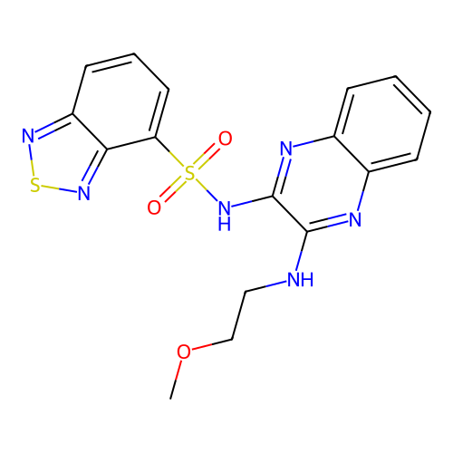 N-(3-((2-methoxyethyl)amino)quinoxalin-2-yl)benzo[c][1,2,5]thiadiazole-4-sulfonamide structure