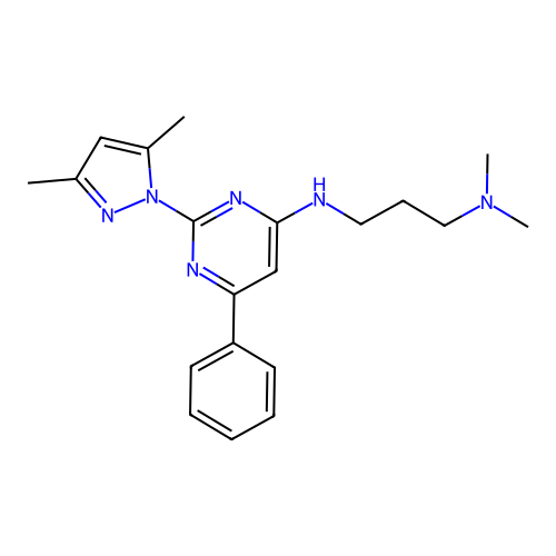 N-[2-(3,5-dimethylpyrazol-1-yl)-6-phenylpyrimidin-4-yl]-N',N'-dimethylpropane-1,3-diamine structure