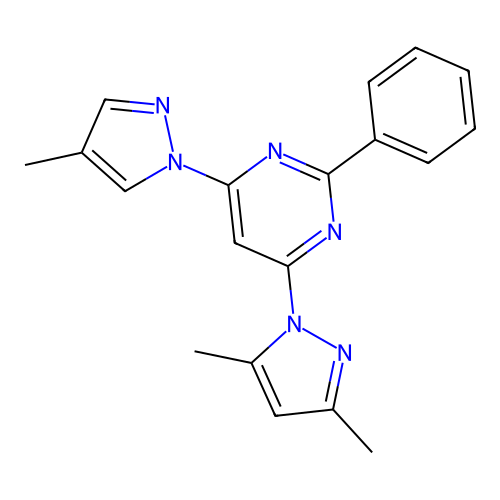 4-(3,5-dimethyl-1H-pyrazol-1-yl)-6-(4-methyl-1H-pyrazol-1-yl)-2-phenylpyrimidine structure