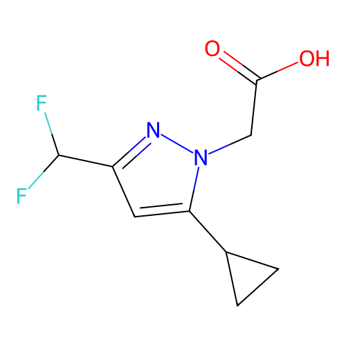 2-[5-cyclopropyl-3-(difluoromethyl)-1H-pyrazol-1-yl]acetic acid structure
