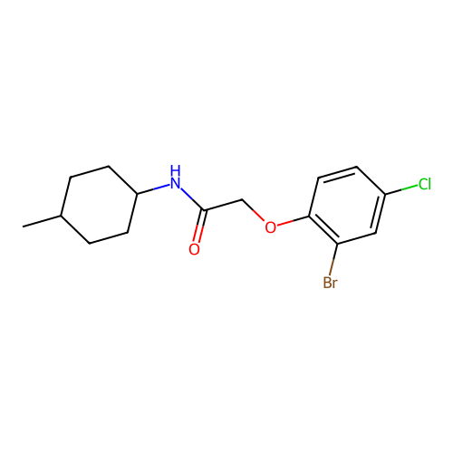 2-(2-bromo-4-chlorophenoxy)-N-(4-methylcyclohexyl)acetamide structure